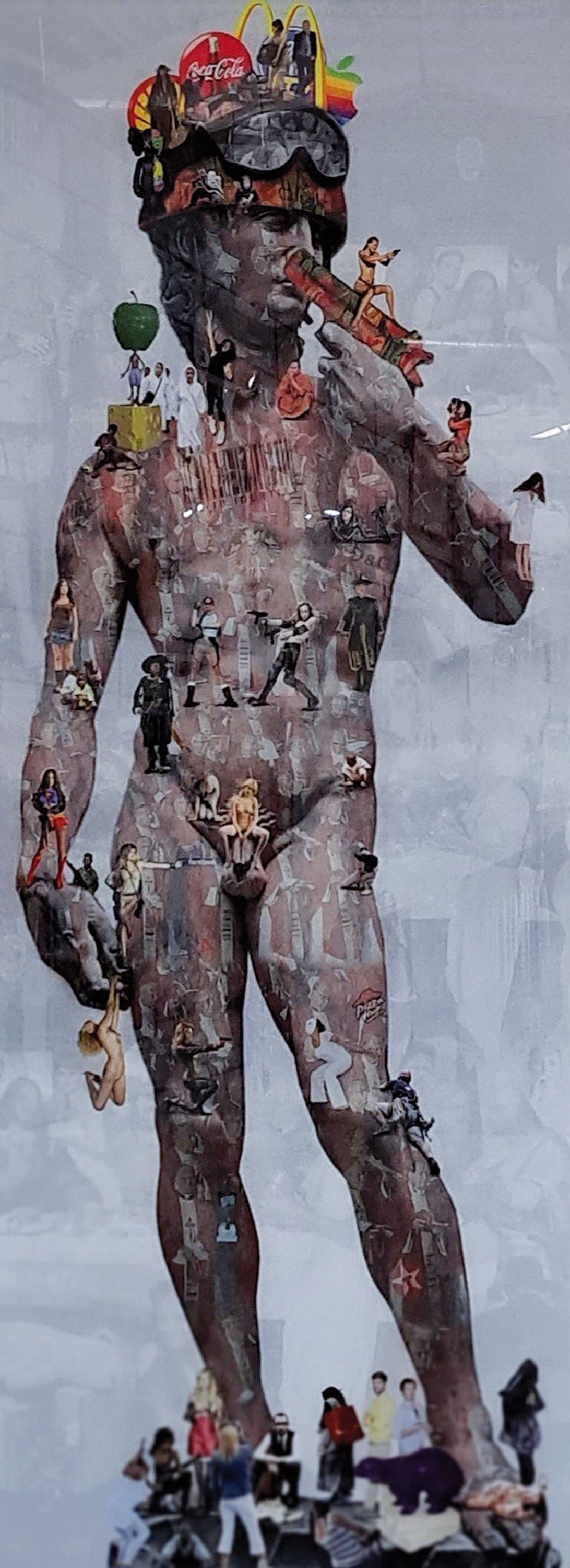 Lluis Barba,geb.1952, zeitgenössischer Künstler aus Spanien, David, Foto einer Collage auf Aluminiumträger mit Harz überzogen, signiert in der ...