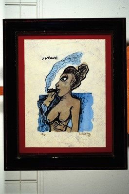 26781555k - Corneille, 1922 - 2010, lithograph, #"Cubana #", hand-signed, 8/8, dated 04, approx. 80 x 60 cm, under glass, frame around 1880/90, thisone with slight signs of age