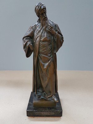 26781725a - Bronze sculpture, Oskar Gladenbeck & Co., around 1900, Nathan the White, patinated, on a marble base, with label, foundry mark, height approx. 22 cm