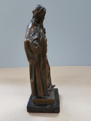 26781725d - Bronze sculpture, Oskar Gladenbeck & Co., around 1900, Nathan the White, patinated, on a marble base, with label, foundry mark, height approx. 22 cm