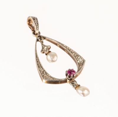 Image 26781897 - Platinum/Gold Art Nouveau pendant with diamonds