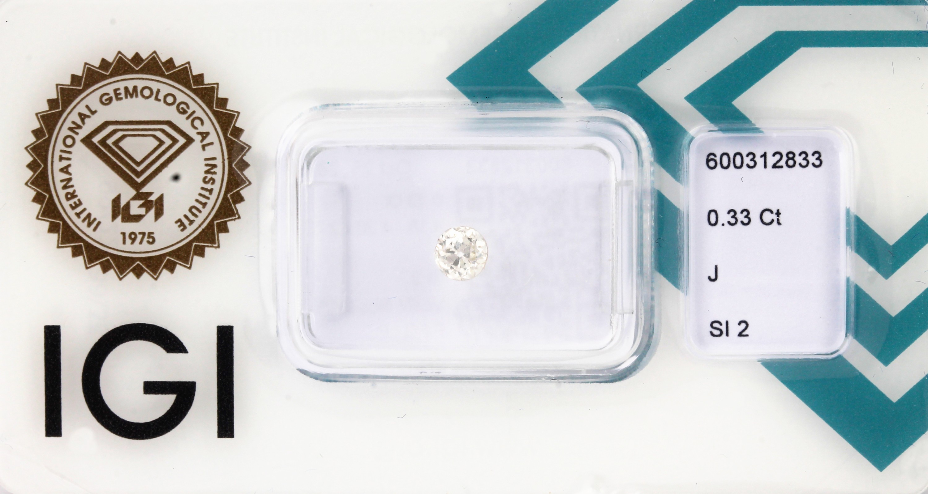 Loser Brillant, 0.33 ct l.get.Weiß(J)/si2, eingeschweißt, mit IGI-Expertise