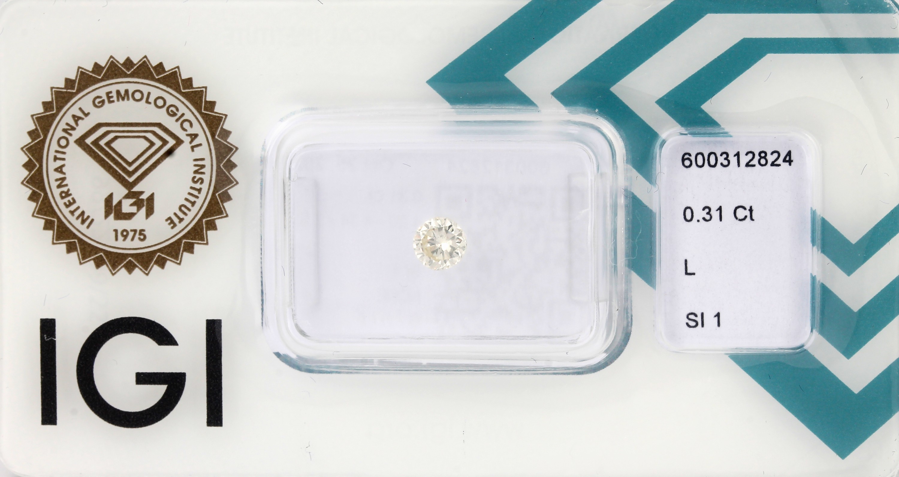 Loser Brillant, 0.31 ct get. Weiß(L)/si1, eingeschweißt, mit IGI-Expertise