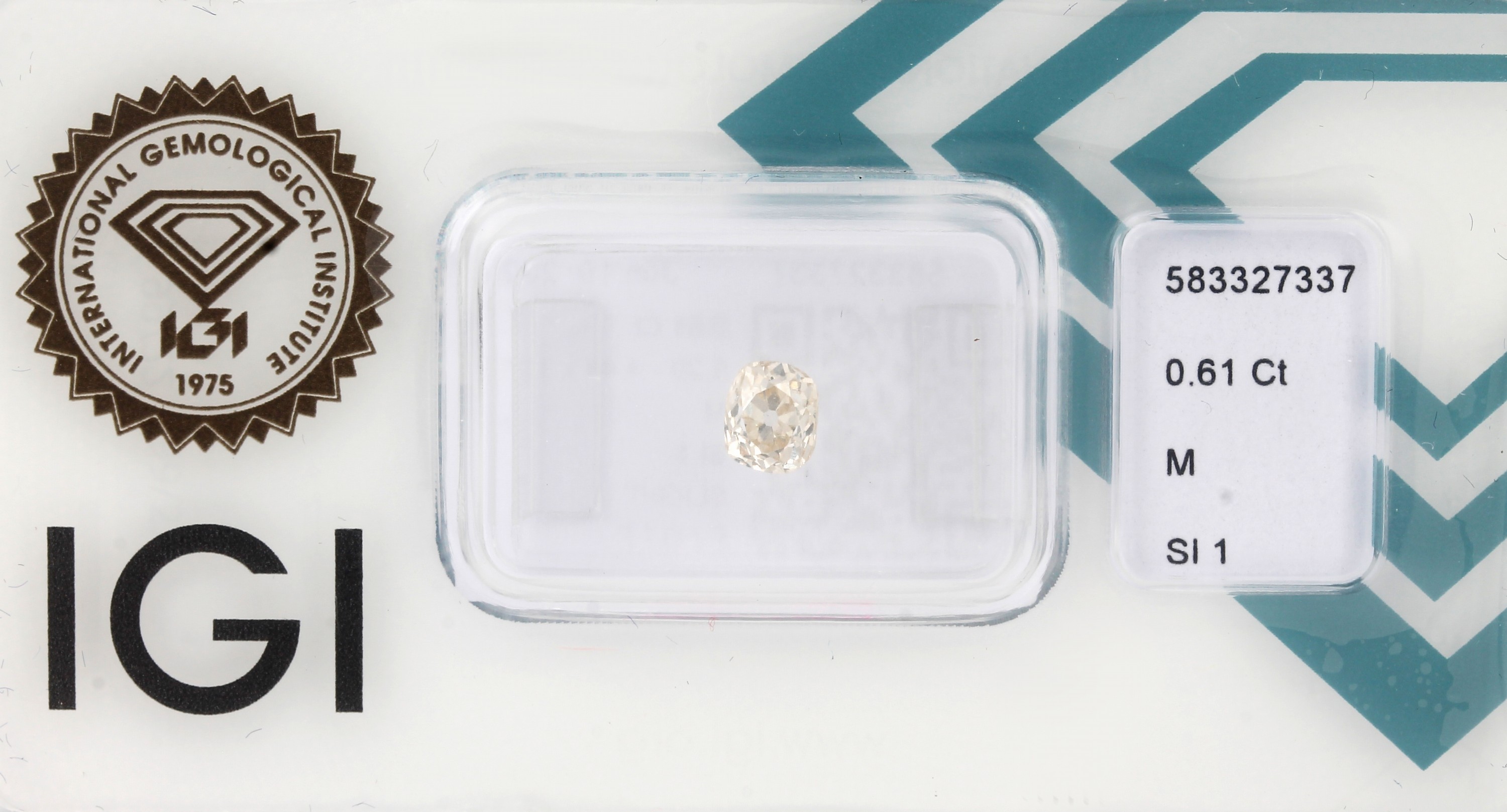 Loser Diamant, 0.61 ct Getönt(M)/si1, rectangular Cushion Antique Brillant, eingeschweißt, mit IGI-Expertise