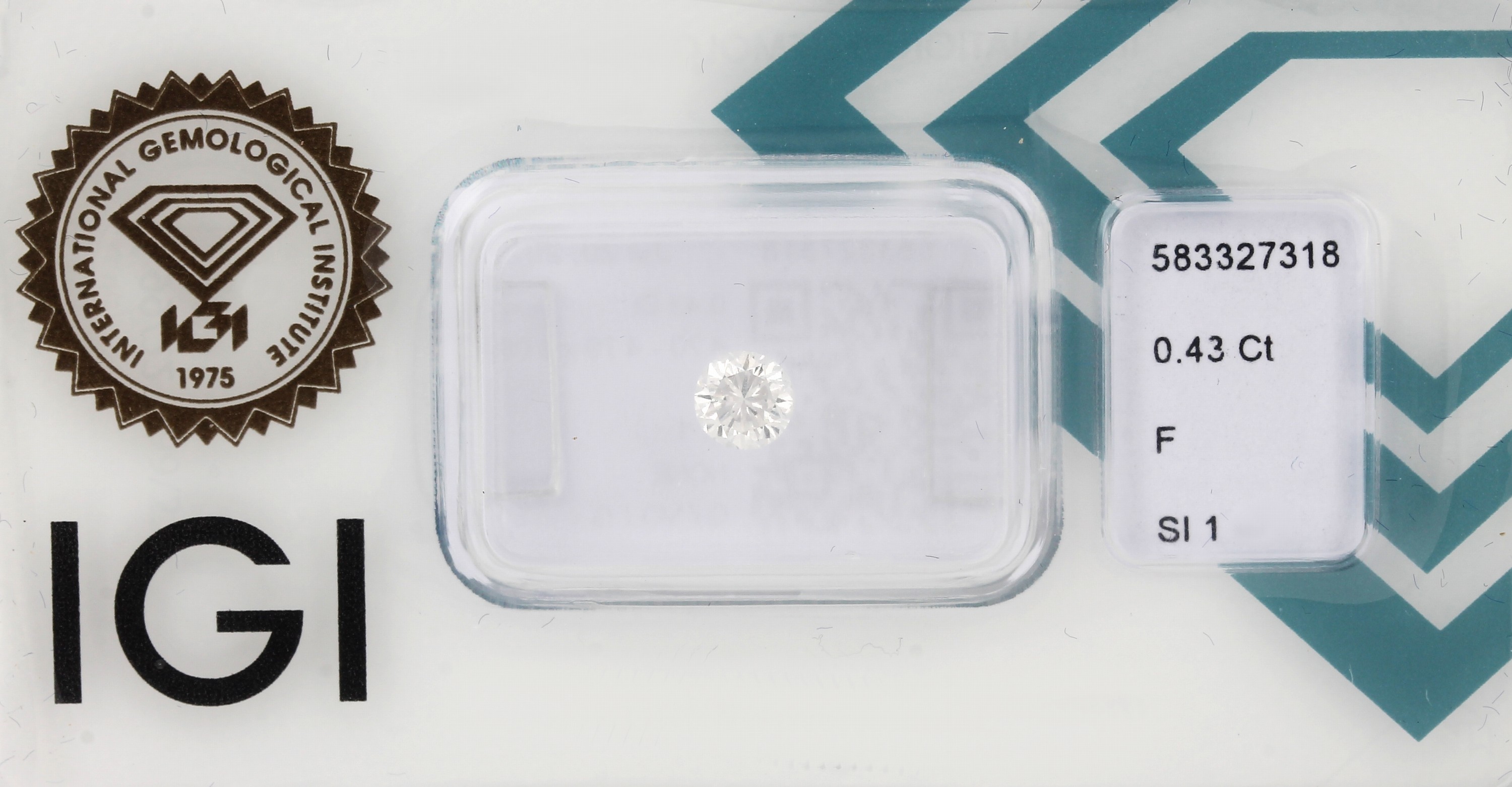 Loser Brillant, 0.43 ct feines Weiß+(F)/si1, eingeschweißt, mit IGI-Expertise