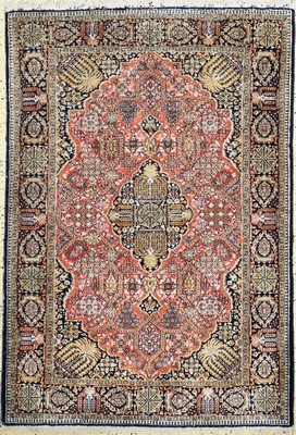 Image 26782142 - Qum silk, Persia, mid-20th century, pure natural silk, approx. 160 x 112 cm, condition:2. Rugs, Carpets & Flatweaves