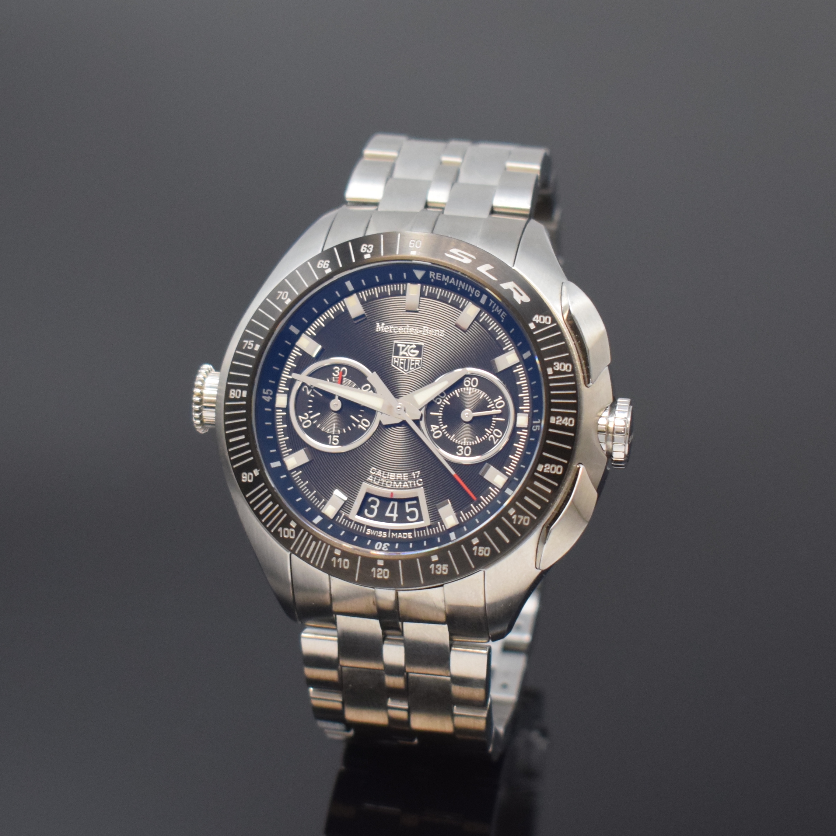 TAG HEUER Mercedes Benz SLR auf 3500 Stück limitierte Armbandchronograph in Stahl Referenz CAG2111, Schweiz um 2008, Automatik, orig. Gliederband m. ...