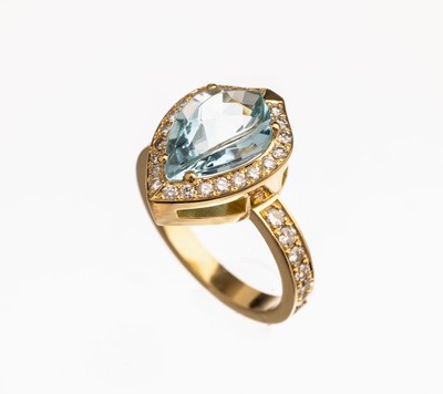 Image 26783062 - 18 kt gold aquamarine brilliant ring