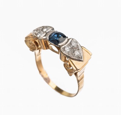 Image 26783083 - 14 kt Gold Saphir Brillant Ring, 