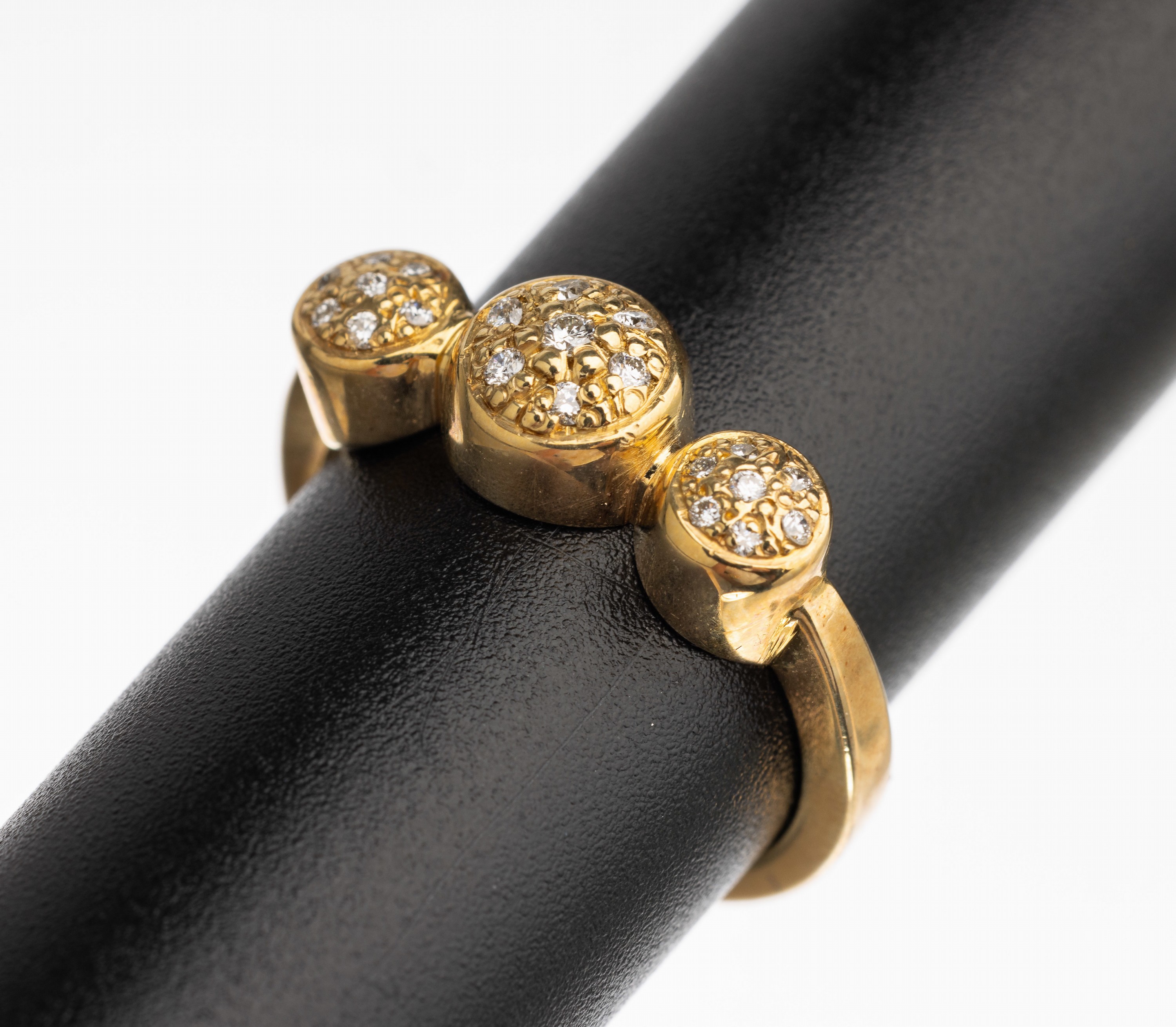 14 kt Gold Brillant Ring, GG 585/000, 21 Brillanten zus. ca. 0.11 ct Weiß/si, RW 53, total ca. 5 g
