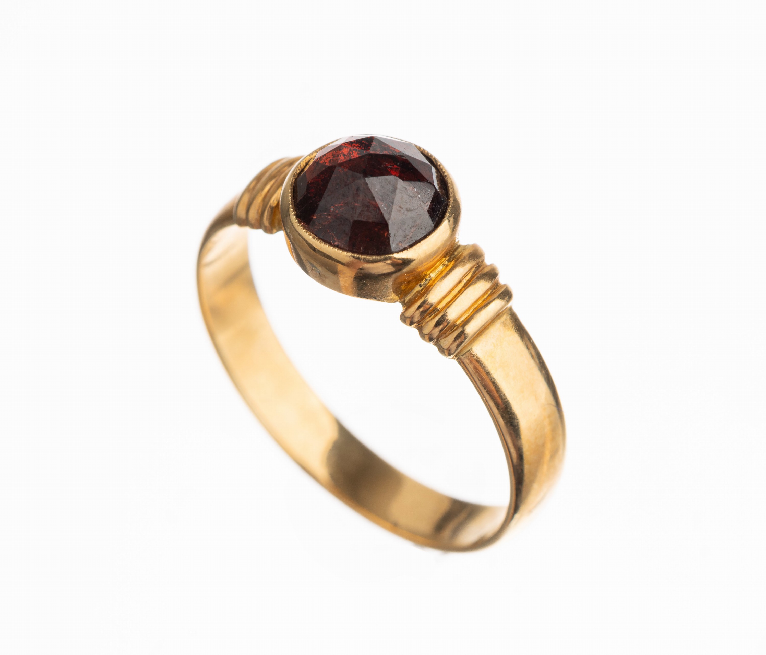 14 kt Gold Granat Ring, GG 585/000, facett.Granat ca. 1.0 ct, RW 59, total ca. 4.2 g