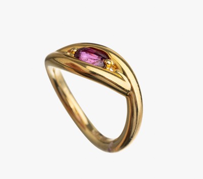 Image 14 kt gold ruby ring , YG 585/000, oval bevelled ruby approx. 0.70 ct, ringsize 54, ...