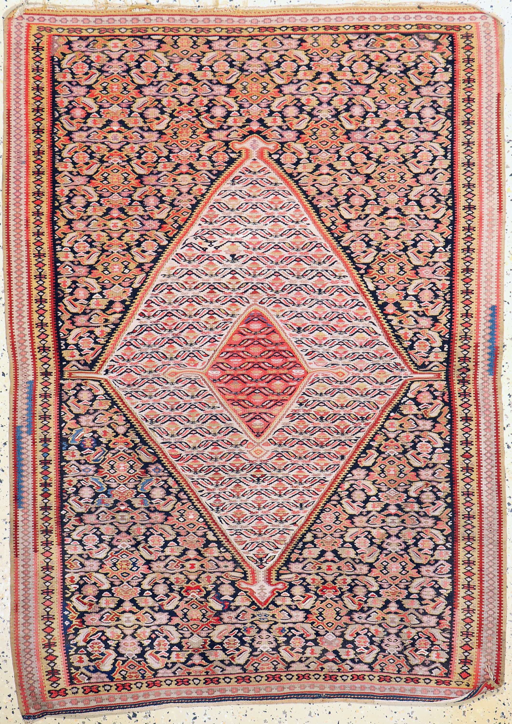 Antiker Senneh Kelim, Persien, um 1900, Wolle auf Baumwolle, ca. 150 x 110 cm, EHZ: 2