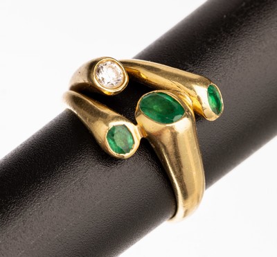 Image 26783429 - 18 kt Gold Smaragd Brillant Ring