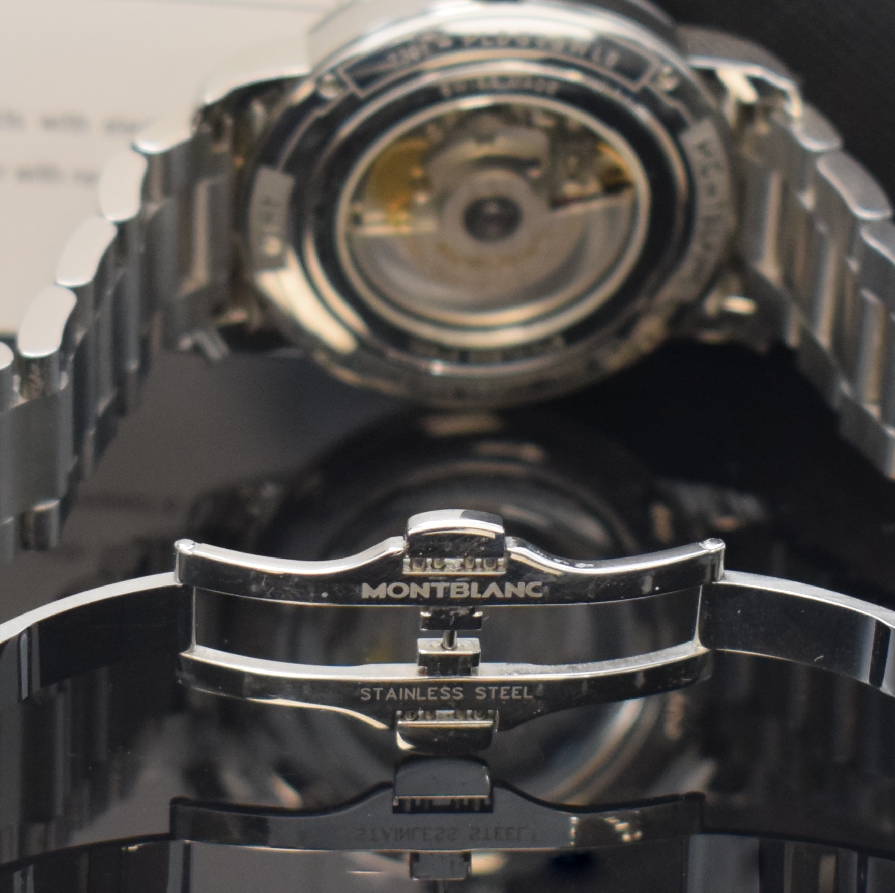 Detail b: MONTBLANC 4810 Herrenarmbanduhr in Stahl Referenz 7391, Schweiz verk. lt. beil. Pap. 08/2022, Automatik, beids. vergl. Geh. inkl. orig. Gliederband ...