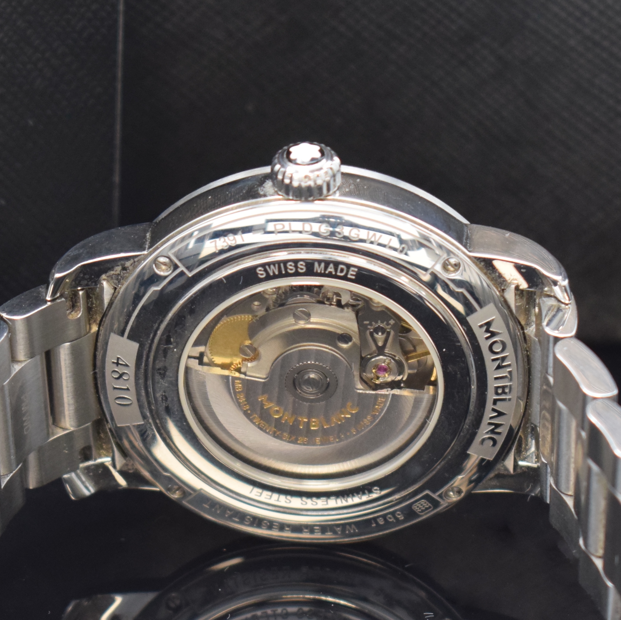 Detail d: MONTBLANC 4810 Herrenarmbanduhr in Stahl Referenz 7391, Schweiz verk. lt. beil. Pap. 08/2022, Automatik, beids. vergl. Geh. inkl. orig. Gliederband ...