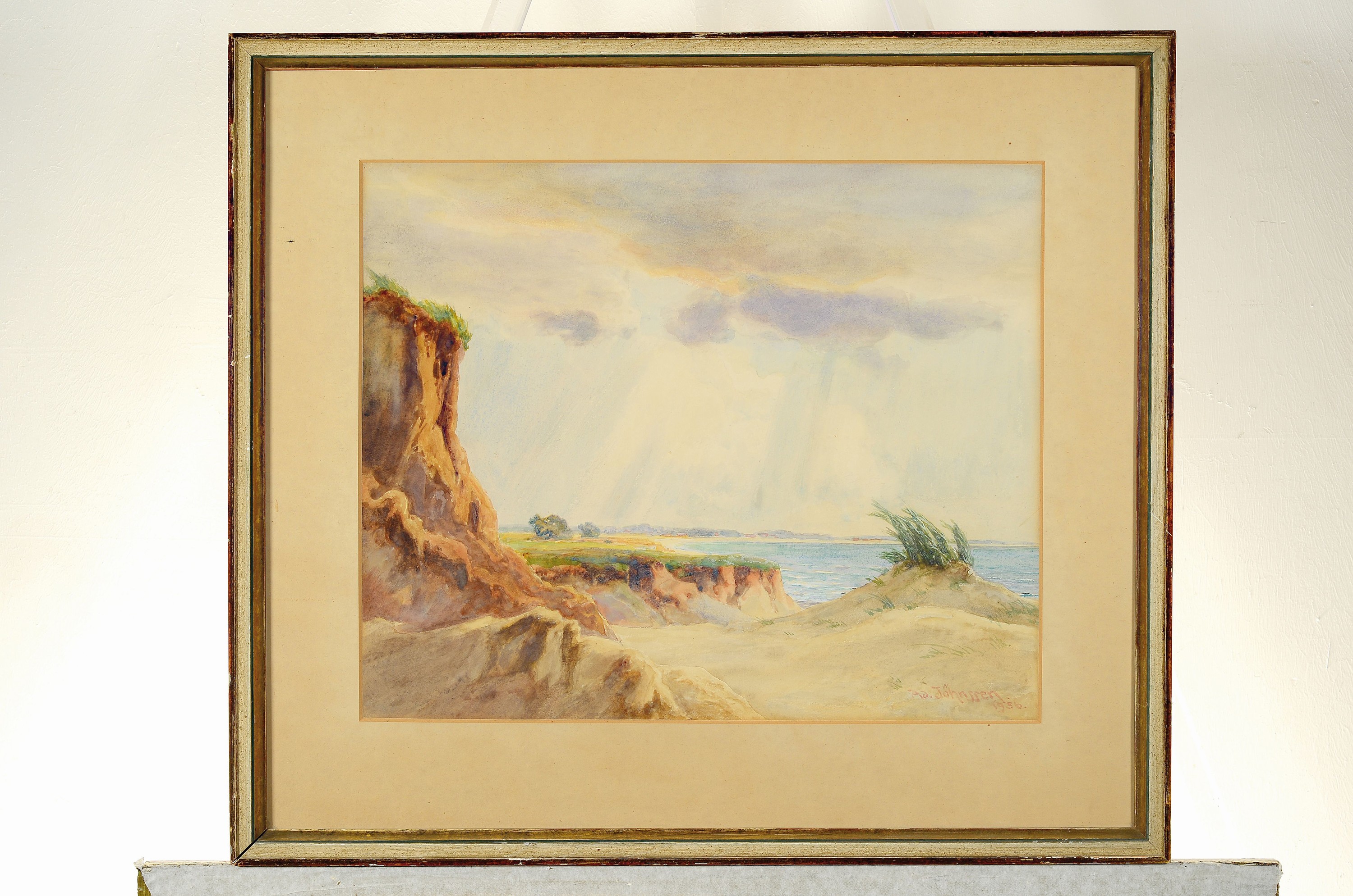 Detail k: Adolf Jöhnssen, 1871 Rostock - 1950, Nürnberg, Ostseestrand vor dem Gewitter, Aquarell auf Papier, signiert und dat. Ad.Jöhnssen 1936, PP. ca. 38 ...