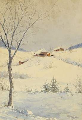 Image Grete Wilhelm, Winter in Styria, watercolor onpaper, signed and dated 1910, PP. approx. ...