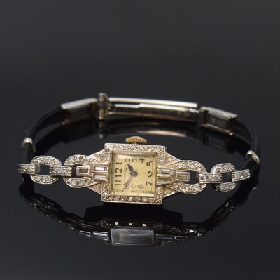 Image HAMILTON ART DECO Damenarmbanduhr mit Diamantbesatz, Handaufzug, USA um 1930, ...