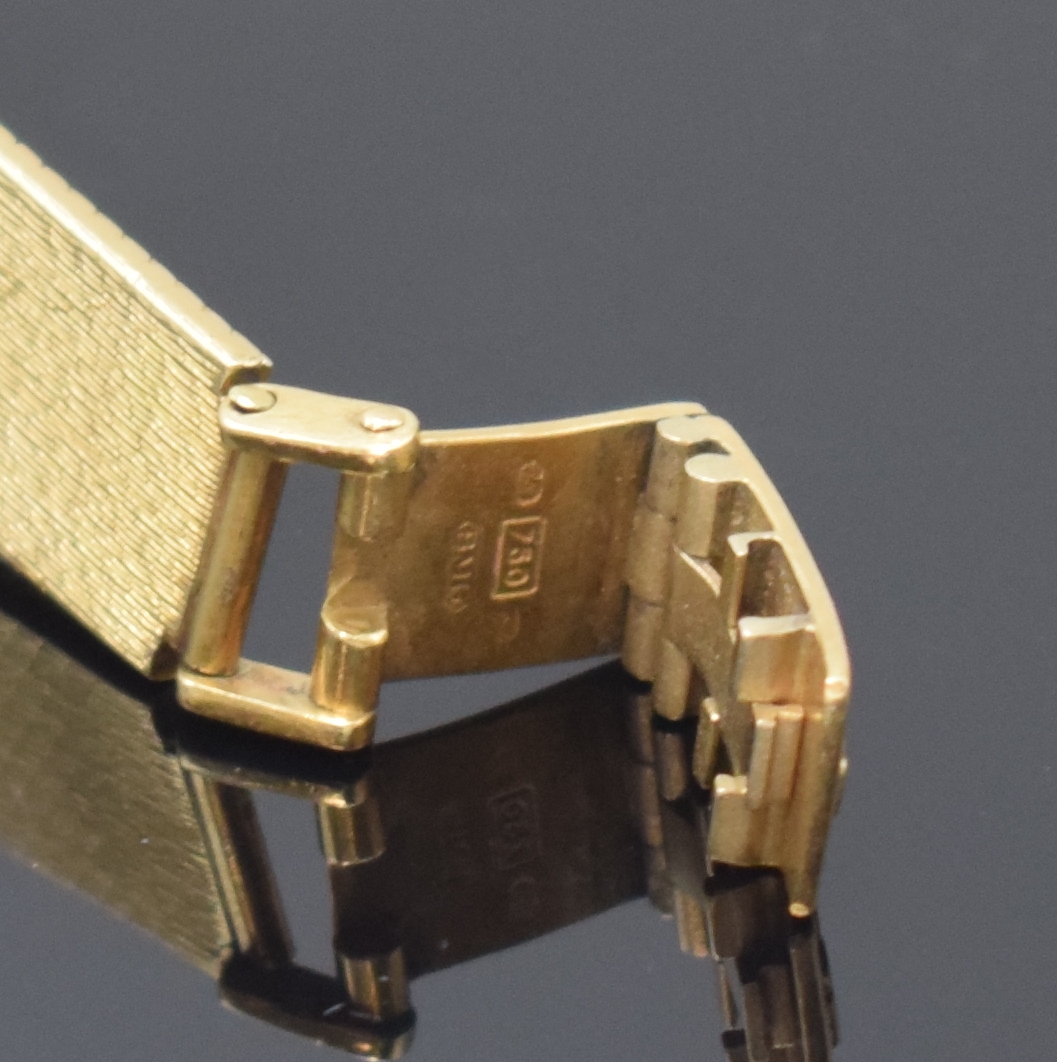 Detail c: BAUME & MERCIER Damenarmbanduhr in GG 750/000 mit Diamanten, Schweiz um 1975, Handaufzug, Milanaiseband, Boden aufgedr., Lünette aufw. m. Diamanten ...