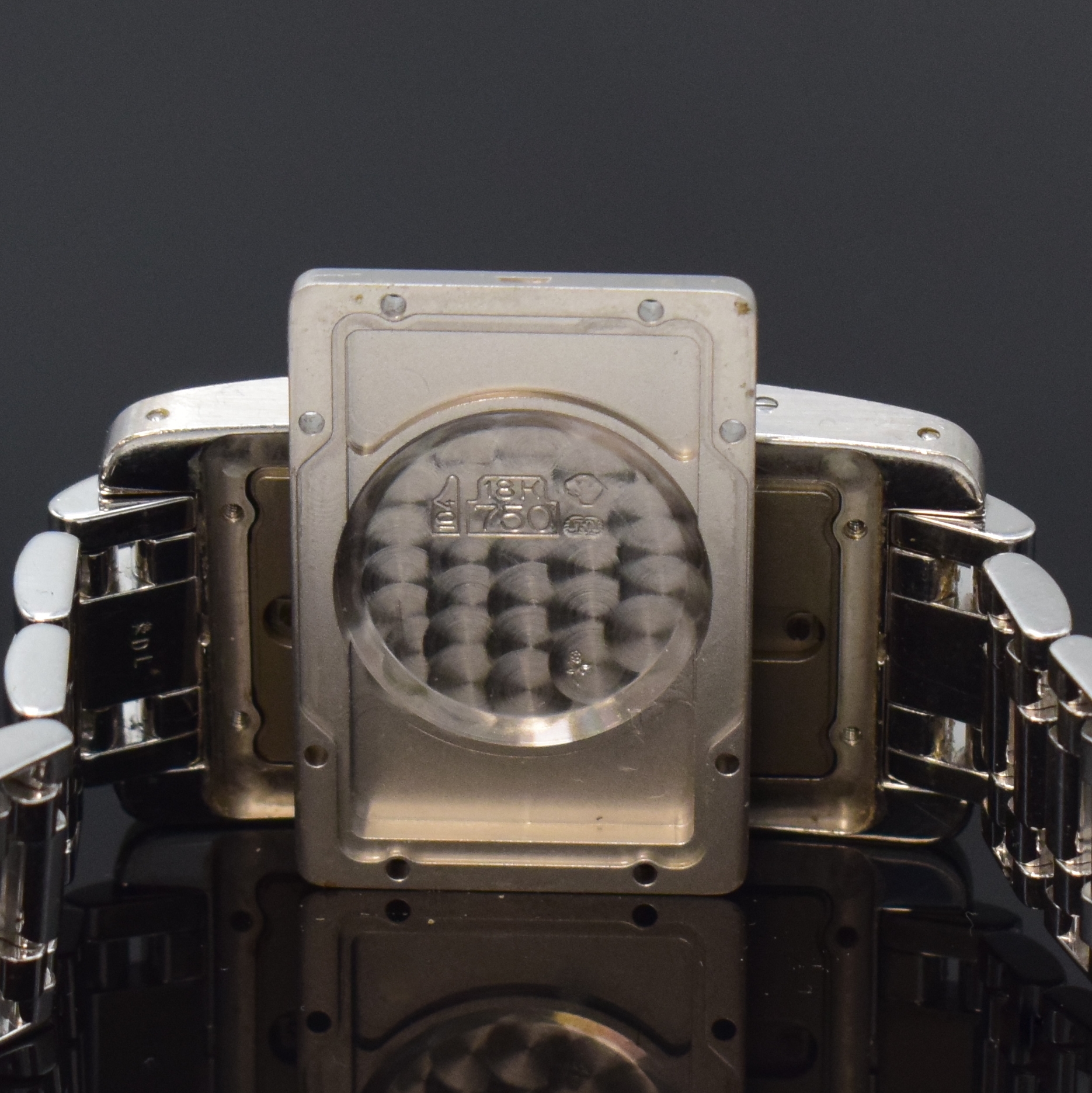 Detail g: CARTIER Armbanduhr Tank Americaine in WG 750/000 mit original Brillantbesatz Referenz 1726, Automatik, Schweiz um 1995, orig. Gliederband m. dopp. ...