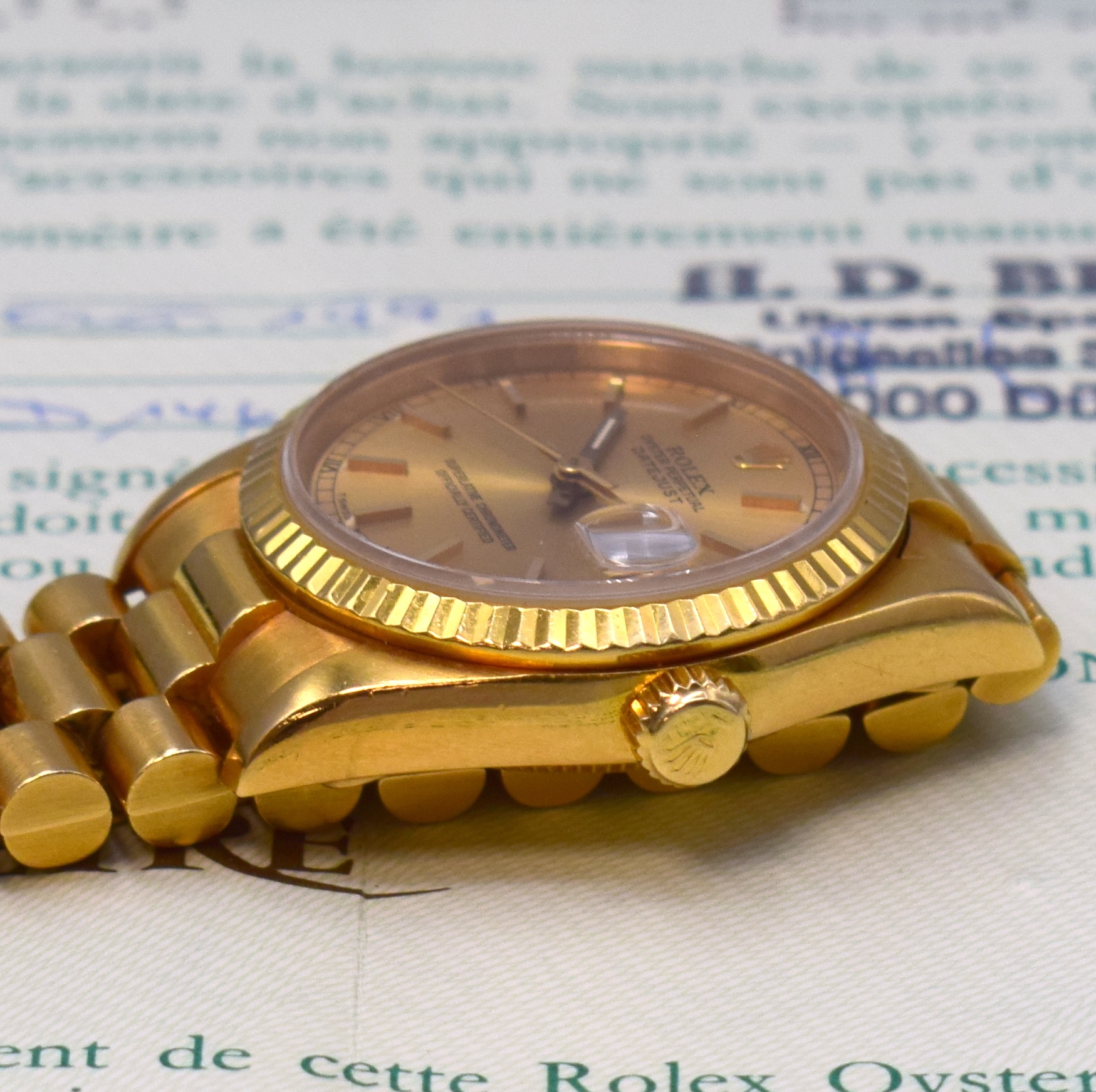 Detail d: ROLEX Mediumarmbanduhr Oyster Perpetual Datejust Referenz 68278, Automatik, E-Serie, Chronometer der Superlative in GG 750/000 inkl. Präsidentband ...