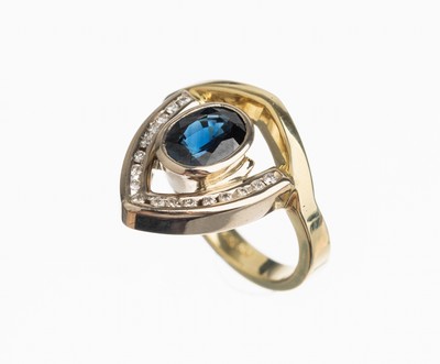 Image 26784311 - 14 kt Gold Saphir Brillant Ring