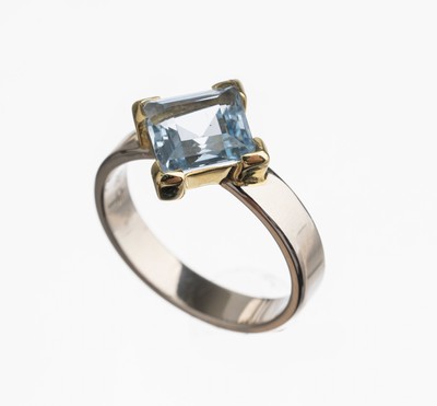 Image 14 kt gold and Platinum aquamarine ring , YG585/000 and Platinum, aquamarine-square ...