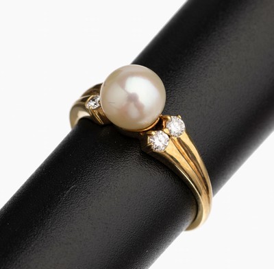 Image 26784328 - 14 kt gold pearl brilliant ring