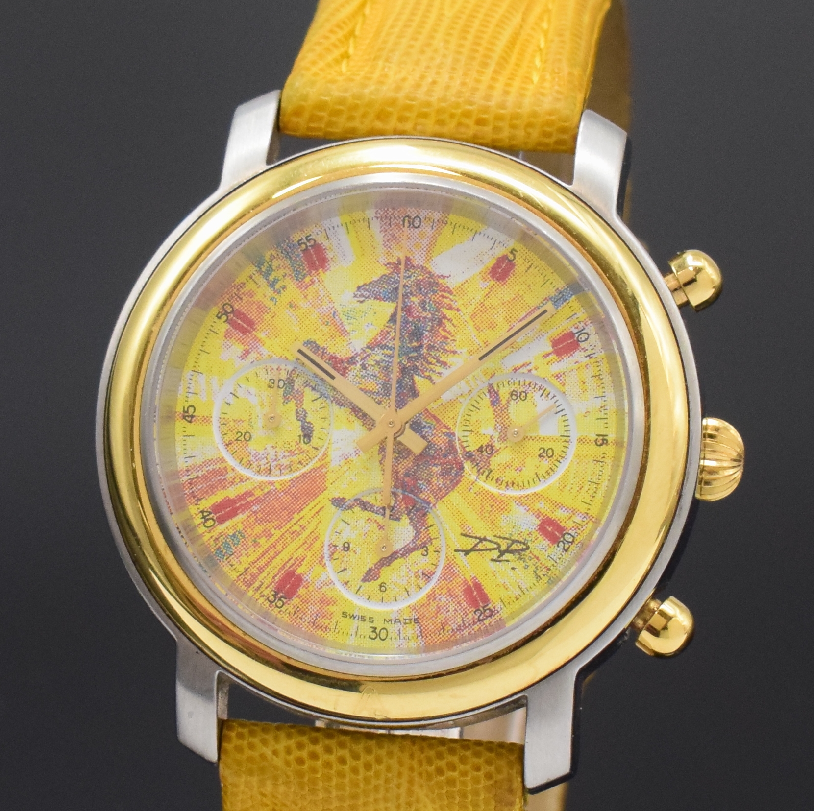 Detail a: ARS TEMPORIS / DEXTER BROWN Herrenchronograph in Stahl/Gold, Schweiz um 1993, Automatik, beids. vergl. Geh., Boden 6-fach verschr., glatte GG 750/000 ...