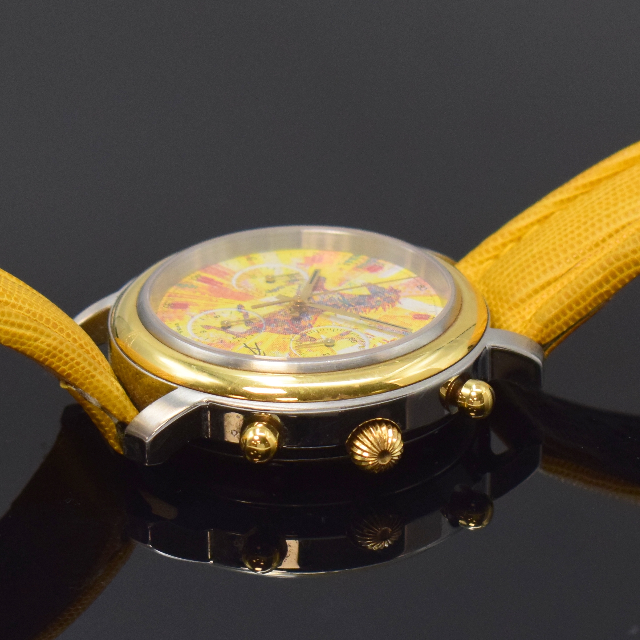 Detail b: ARS TEMPORIS / DEXTER BROWN Herrenchronograph in Stahl/Gold, Schweiz um 1993, Automatik, beids. vergl. Geh., Boden 6-fach verschr., glatte GG 750/000 ...