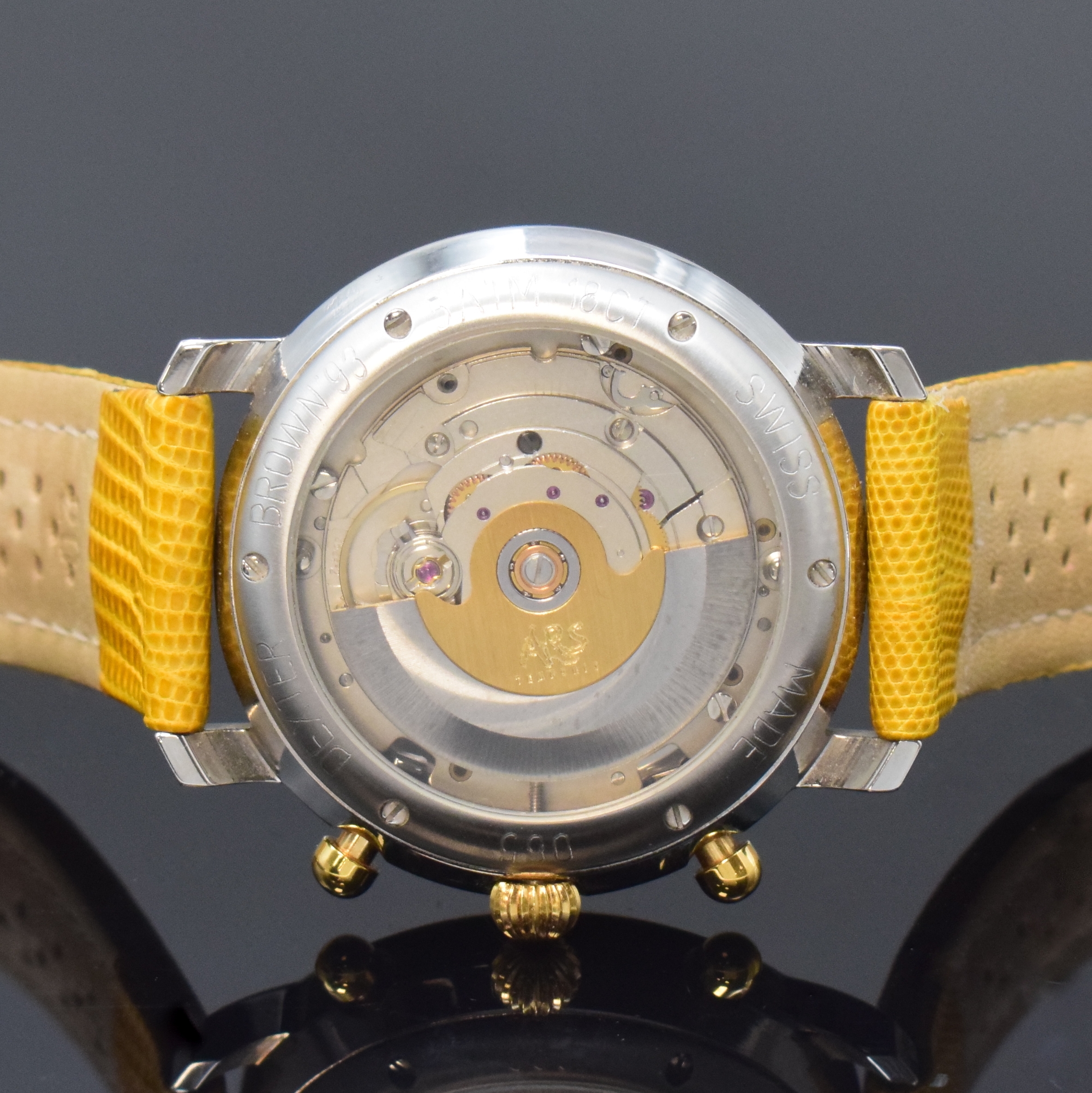 Detail d: ARS TEMPORIS / DEXTER BROWN Herrenchronograph in Stahl/Gold, Schweiz um 1993, Automatik, beids. vergl. Geh., Boden 6-fach verschr., glatte GG 750/000 ...
