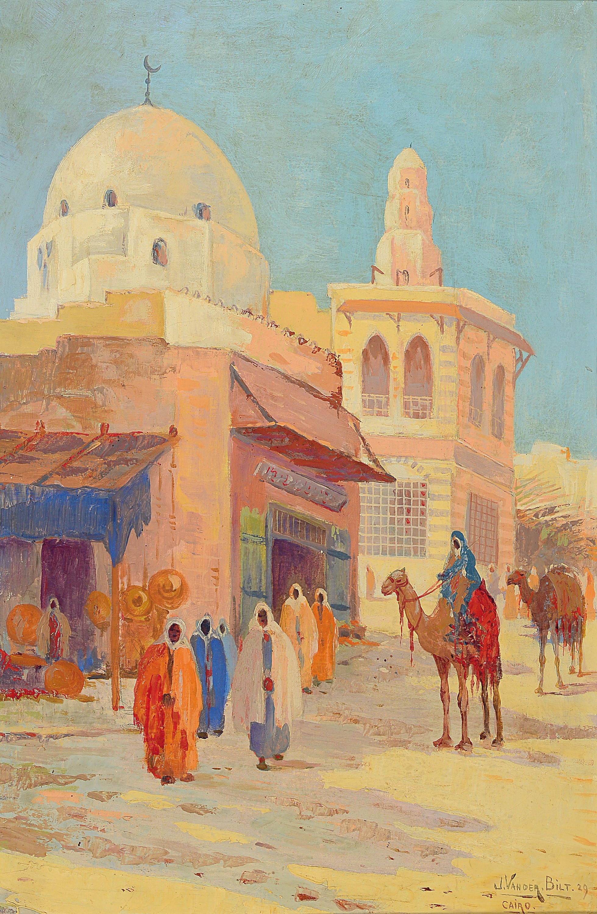 Johannes van der Bilt, 1882 - 1943, "Ansicht von Cairo", Öl/Lwd, signiert, dat. 29 und betitelt, ca. 60 x 40 cm, Rahmen Gebr.spuren ca. 76 ...