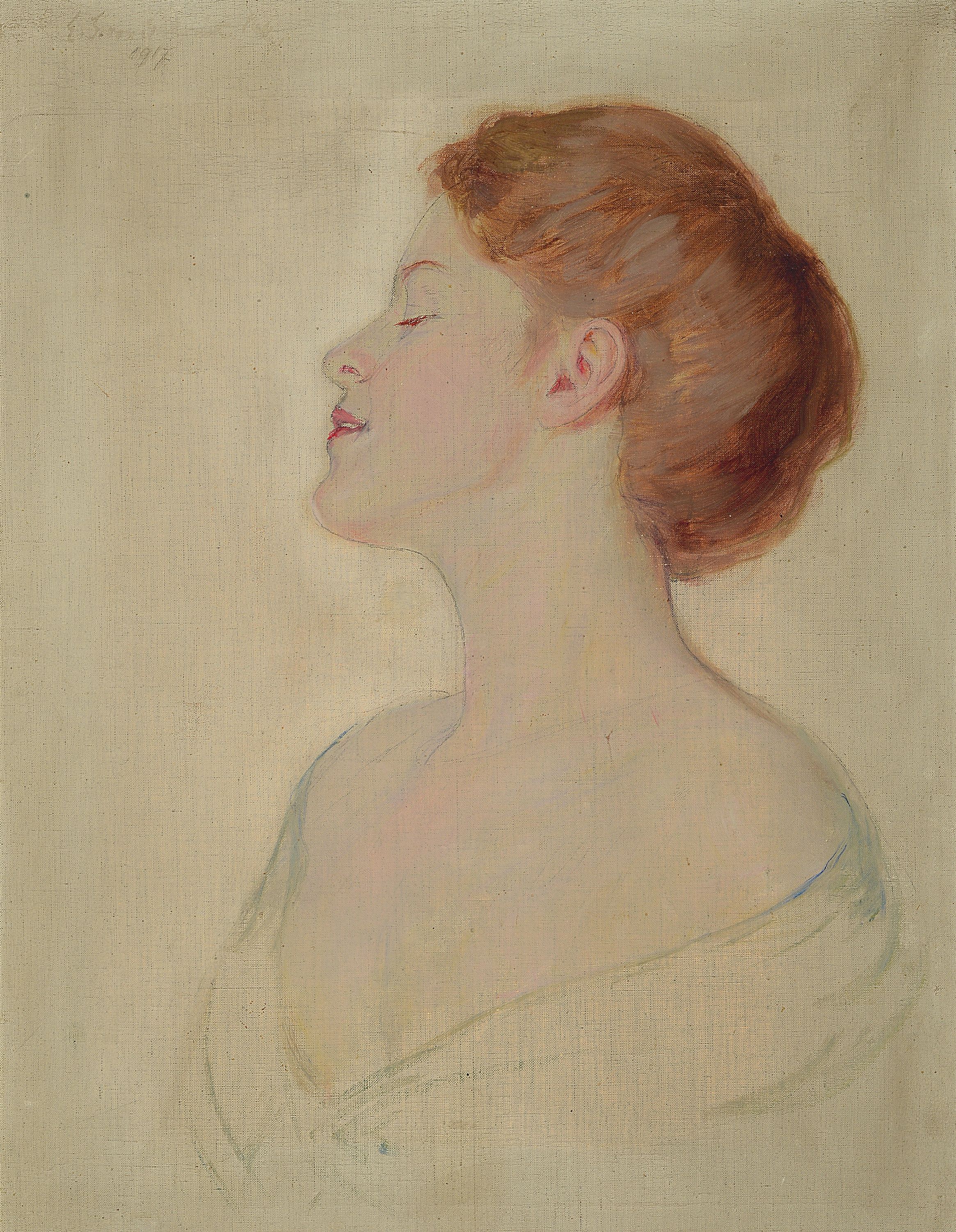 S. von Salbrück, Anfang 20. Jh.,, Porträt einer jungen Dame, Öl/Lwd, li. o. signiert u dund dat. 1917, verschmutzt, ca. 51 x 39.5 cm, Holzleiste ...