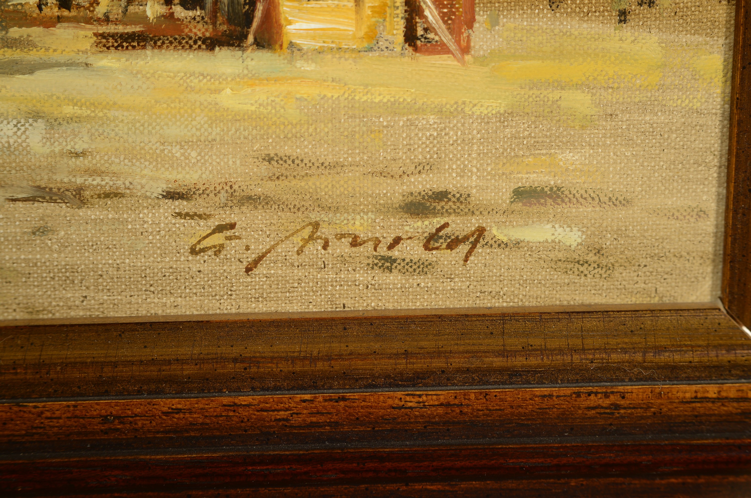 Detail b: Arnold, Traditionalist 2. Hälfte 20. Jh., zwei Gemälde, a. "Die alte Frankfurter Schirn", 38 x 55 cm, Rahmen: ca. 51 x 67 cm und b. ...