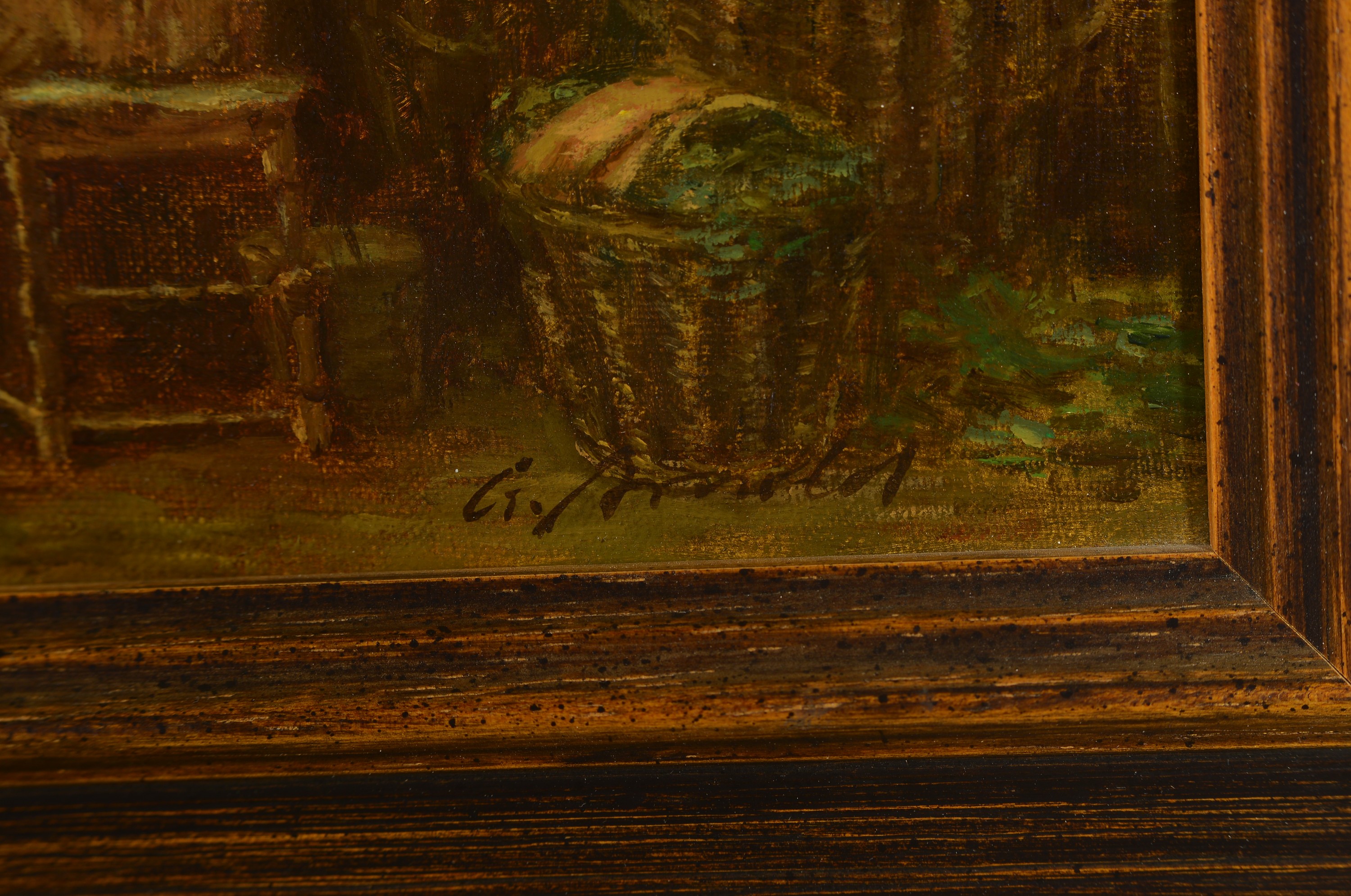 Detail c: Arnold, Traditionalist 2. Hälfte 20. Jh., zwei Gemälde, a. "Die alte Frankfurter Schirn", 38 x 55 cm, Rahmen: ca. 51 x 67 cm und b. ...