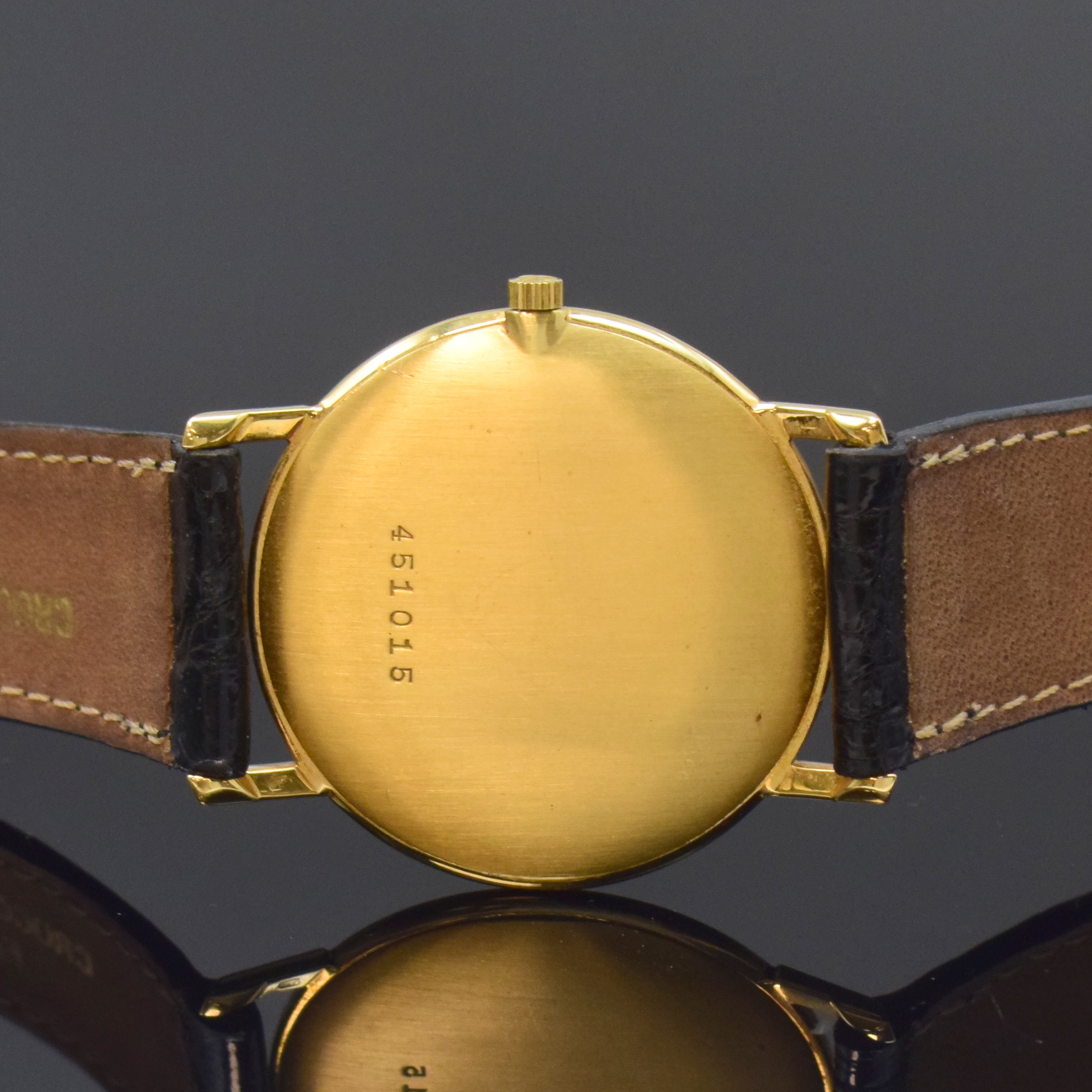 Detail c: VACHERON & CONSTANTIN flache elegante Armbanduhr Referenz 6351 in GG 750/000, Schweiz um 1965, Handaufzug, 2-tlg. Geh., Boden aufgedr., orig. Krone, ...