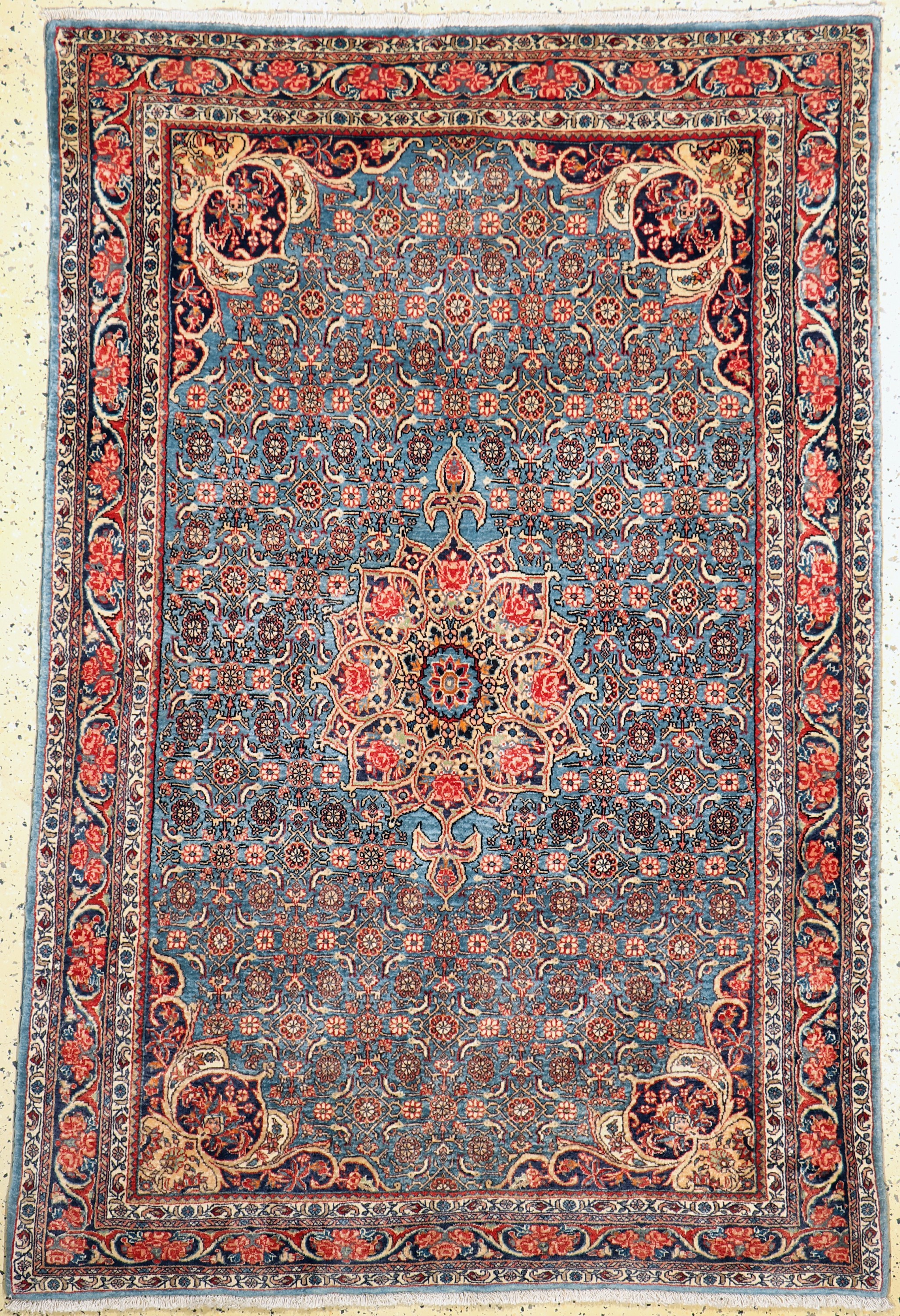 Rosenbidjar fein, Persien, Ende 20.Jhd, Korkwolle auf Baumwolle, ca. 200 x 140 cm, EHZ: 1-2