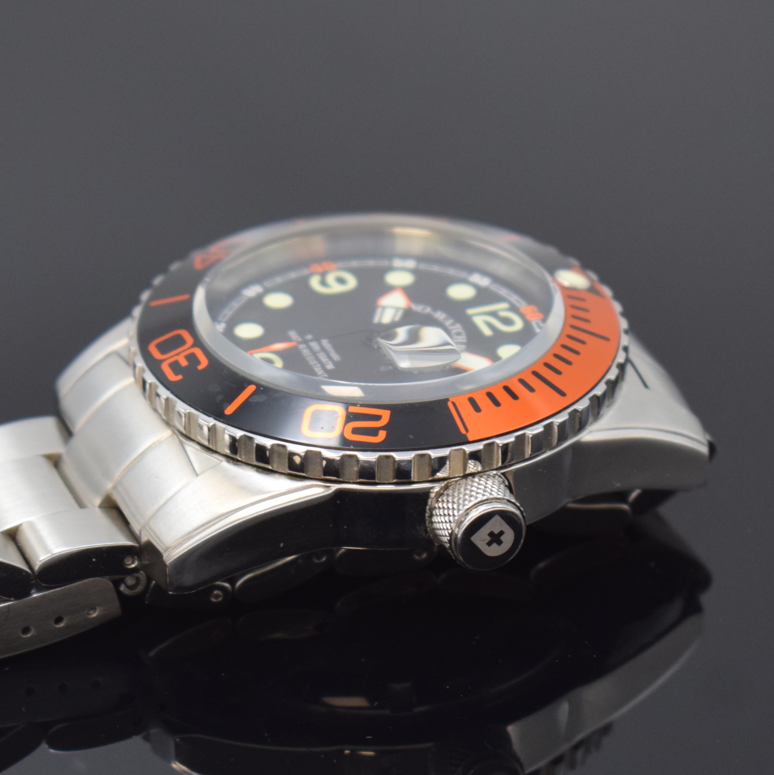 Detail c: ZENO-WATCH BASEL große Taucher-Armbanduhr in Stahl, Schweiz um 2015, Automatik, orig. Gliederband m. Faltschl., Boden u. Krone verschr., Lünette m. ...