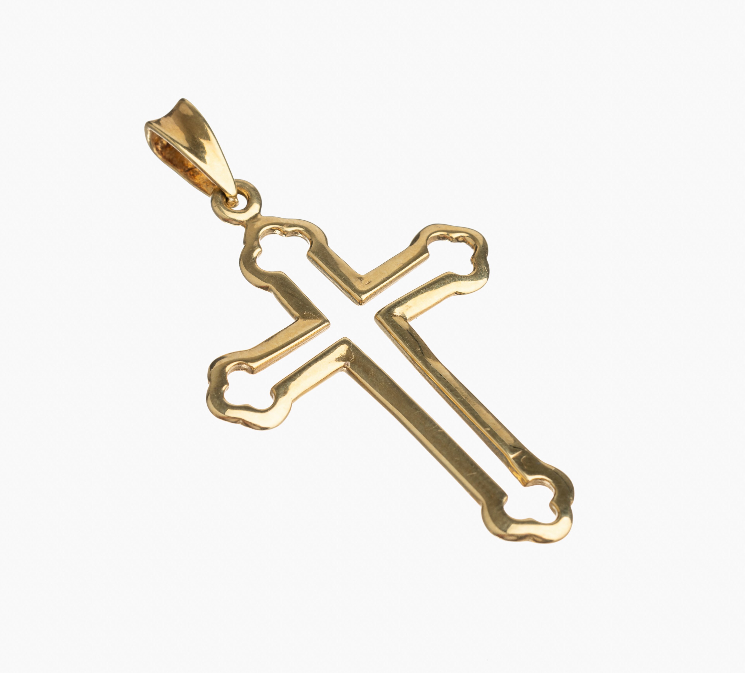 14 kt Gold Kreuzanhänger, GG 585/000, ca. 6 x 3.5 cm, ca. 8.7 g
