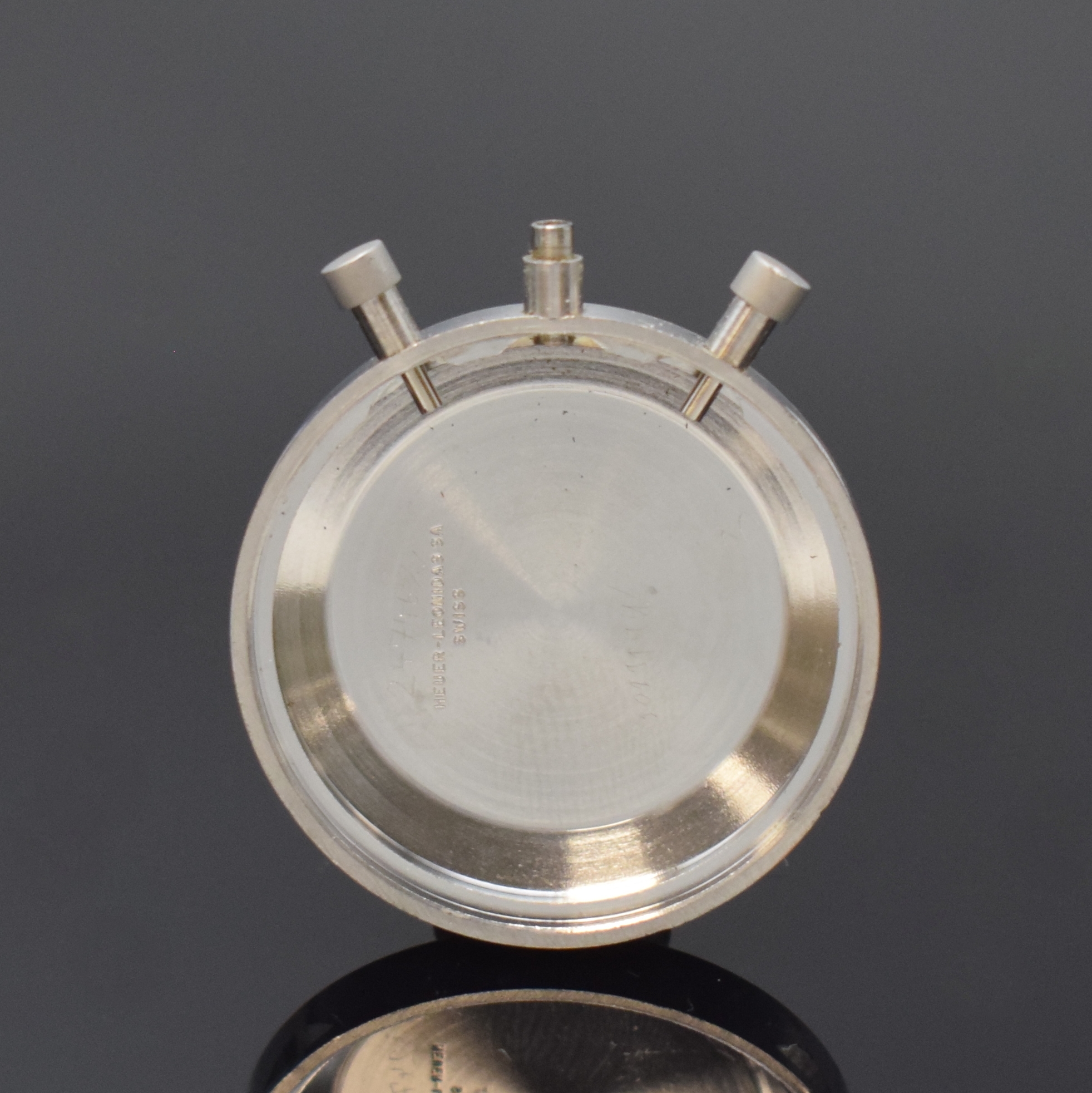 Detail d: HEUER 3H Flieger-Schaltradchronograph, Schweiz um 1970, Handaufzug, mattiertes Geh. 4-fach verschr., Boden m. Versorgungsnummer 6645-12-146-3774, ...