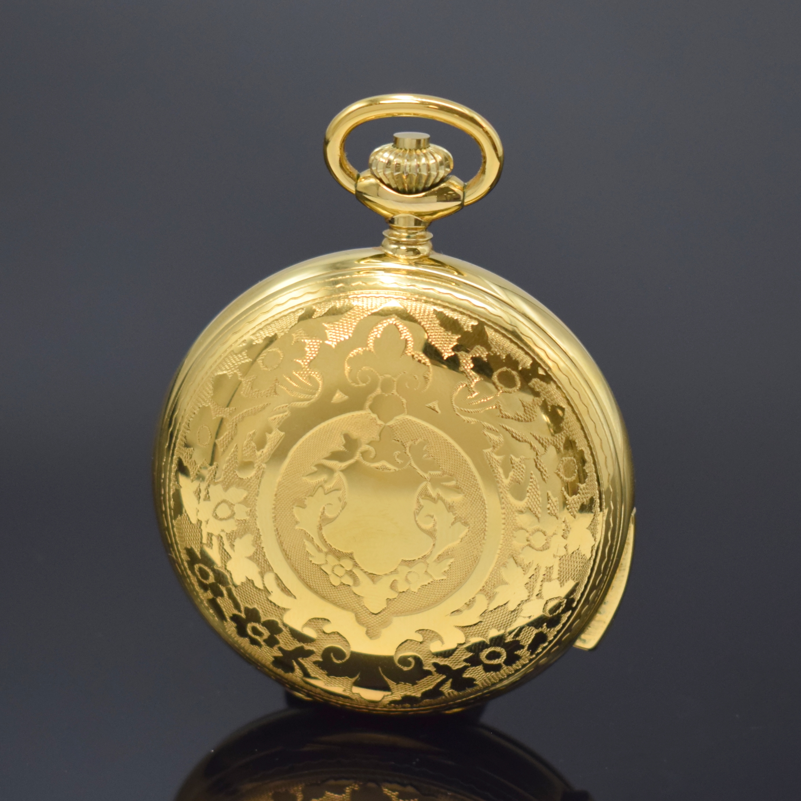Detail b: CHRONOSWISS Kelek Herrentaschenuhr mit 5- Minutenrepetition, Schweiz um 1995, verg. und floral grav. Savonette-Geh., weißes Zifferbl. m. röm. ...