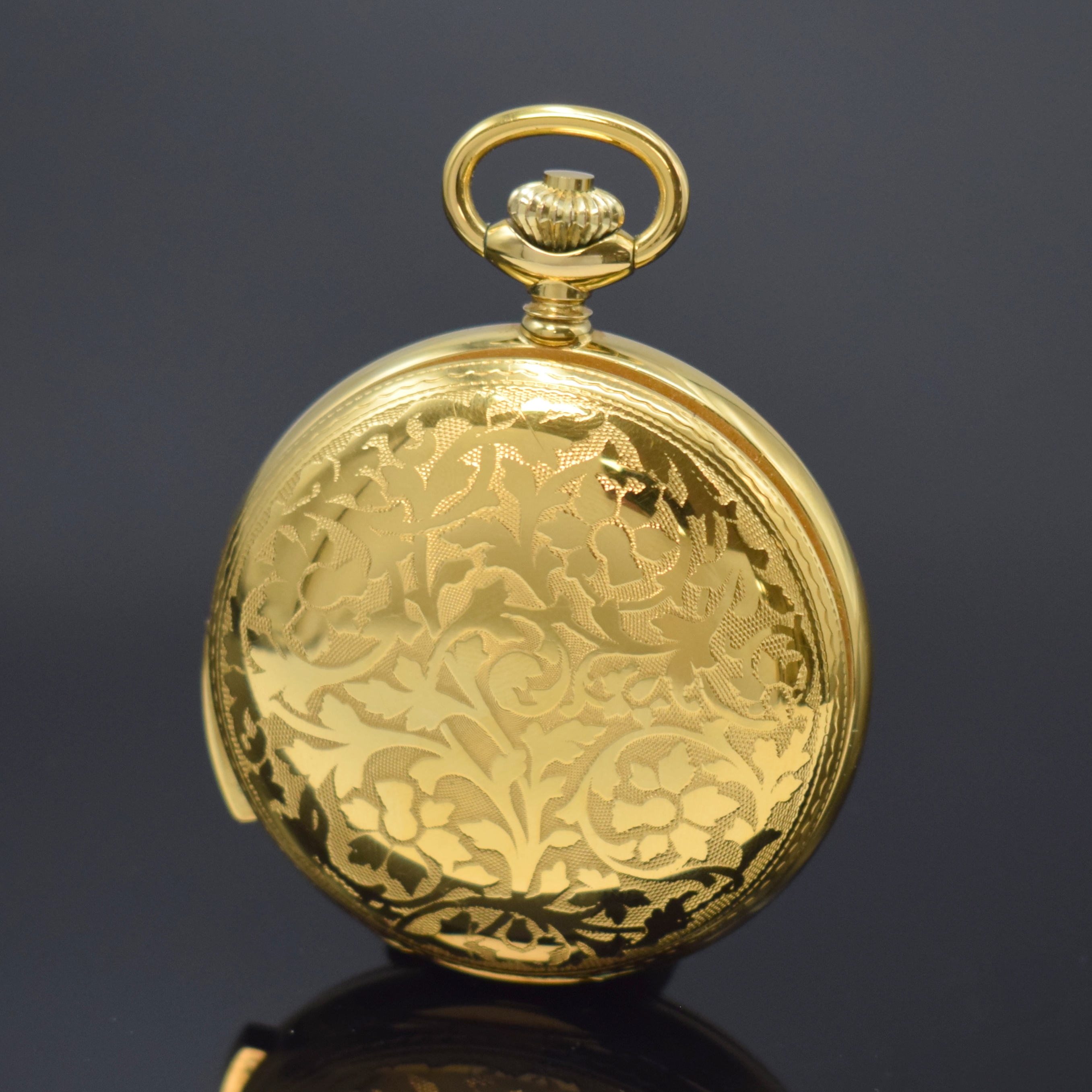 Detail c: CHRONOSWISS Kelek Herrentaschenuhr mit 5- Minutenrepetition, Schweiz um 1995, verg. und floral grav. Savonette-Geh., weißes Zifferbl. m. röm. ...