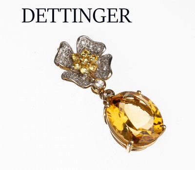 Image 26785439 - 14 kt gold citrine-sapphire-diamond-pendant