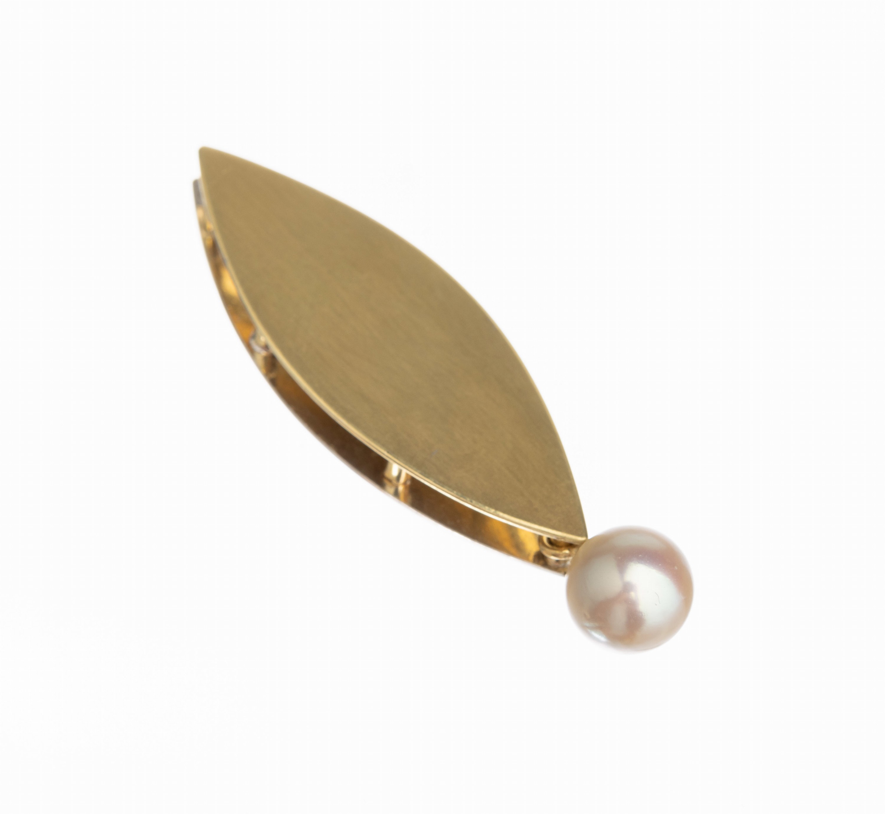 14 kt Gold Zuchtperl Anhänger, GG/WG 585/ 000, Perlabhängung bewegl. D. ca. 8.4 mm, L. ca. 5 cm, ca. 8.9 g