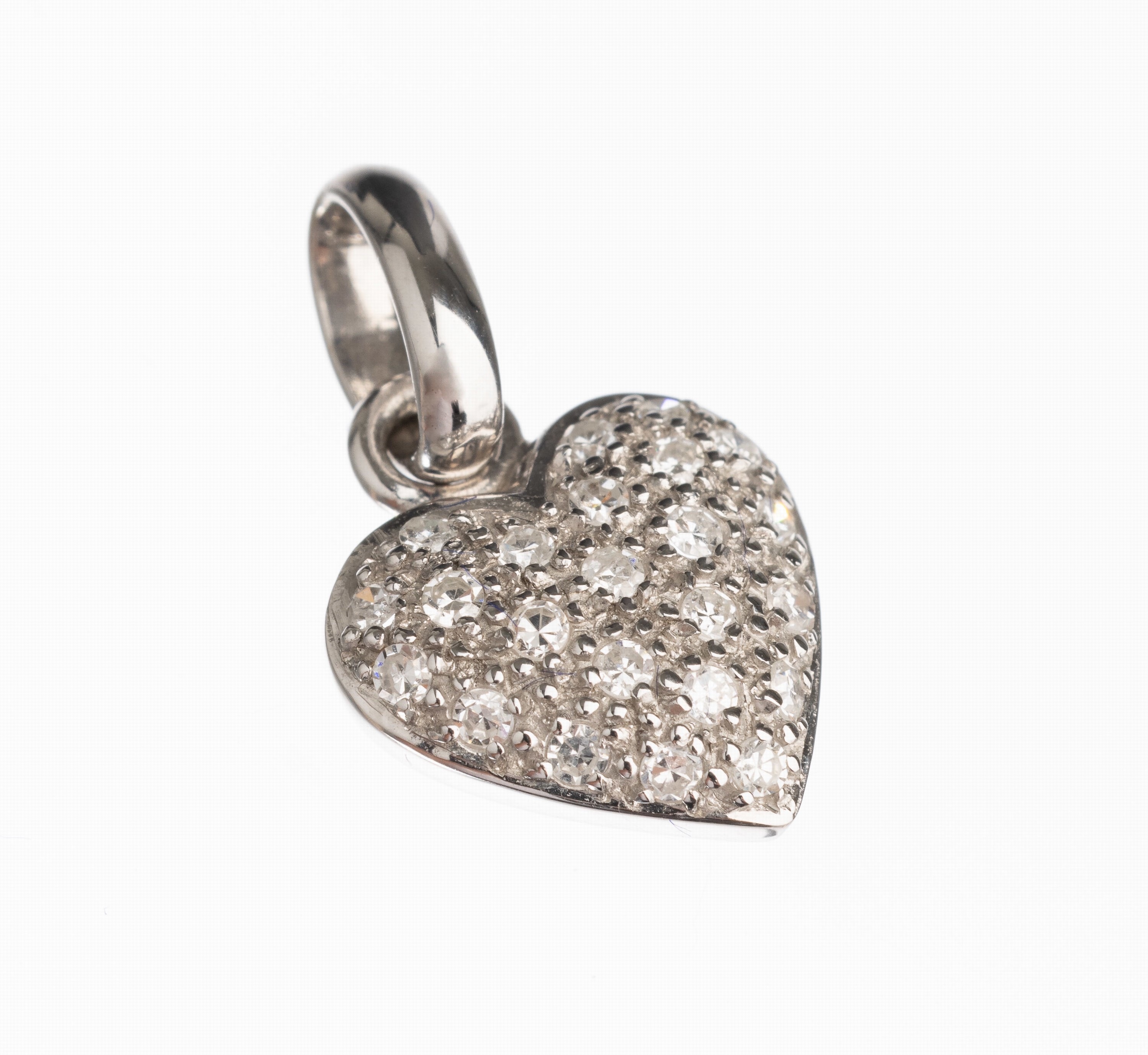 14 kt Gold Diamant Herz Anhänger, WG 585/ 000, 23 8/8-Diamanten zus. ca. 0.11 ct Weiß/p1L. ca. 1 cm (ohne Öse), ca. 1.7 g