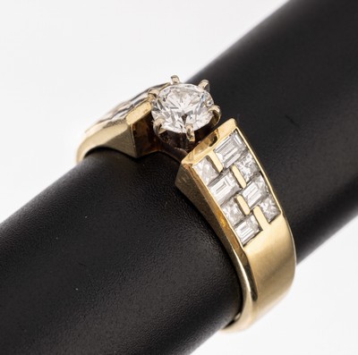 Image 14 kt gold diamond ring , YG/WG 585/000, centered brilliant approx. 0.75 ct Wesselton/si ...