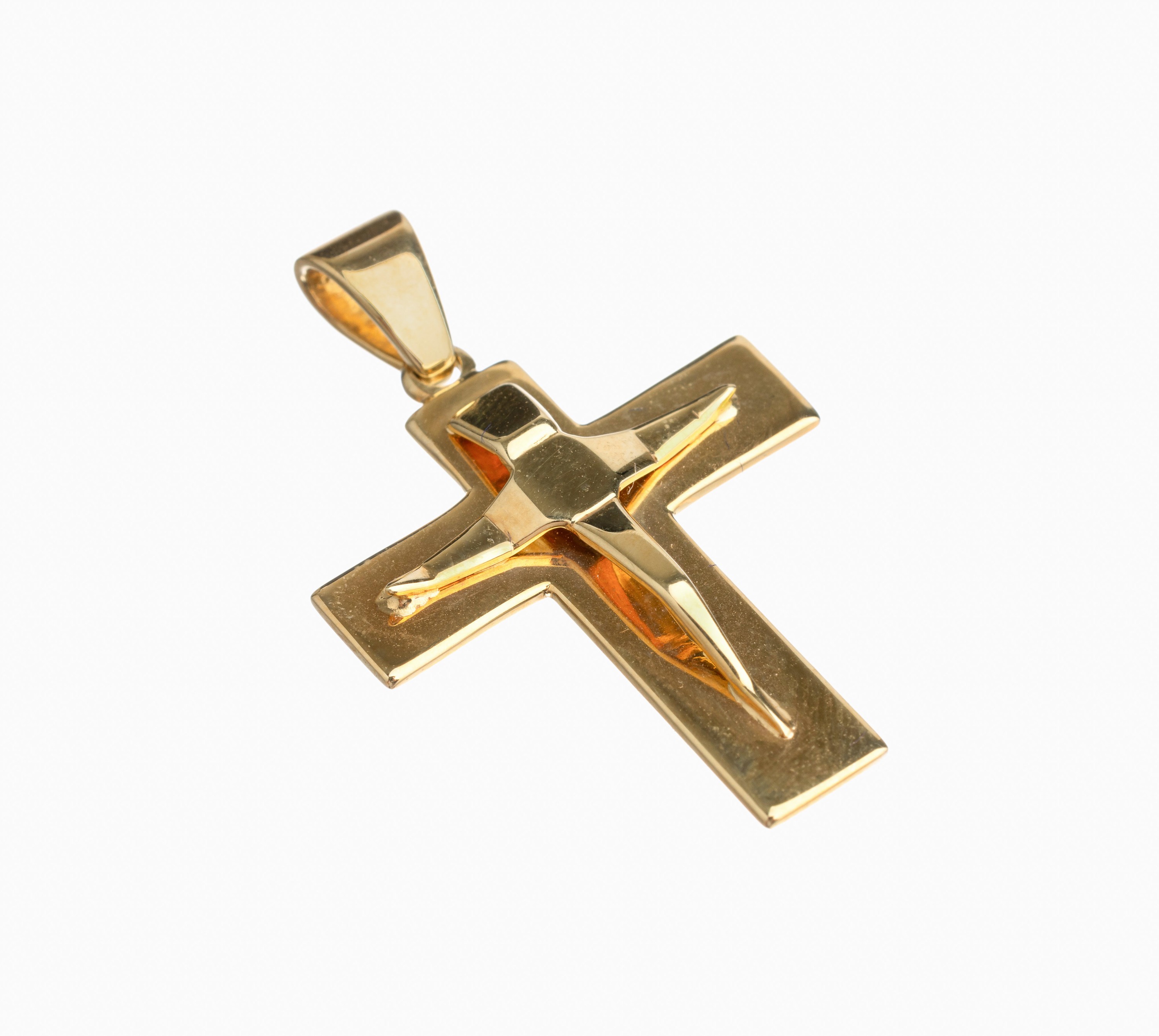 14 kt Gold Kreuzanhänger, ca. 4.2 g, GG 585/000, L. ca. 2.5 cm,