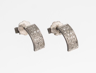 Image Pair of 14 kt gold diamond earrings , WG 585/000, 8/8-diamonds total approx. 0.20 ct ...