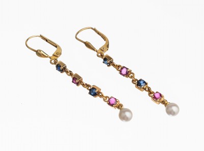 Image 26786092 - Pair of 14 kt gold coloured stone pearl earrings